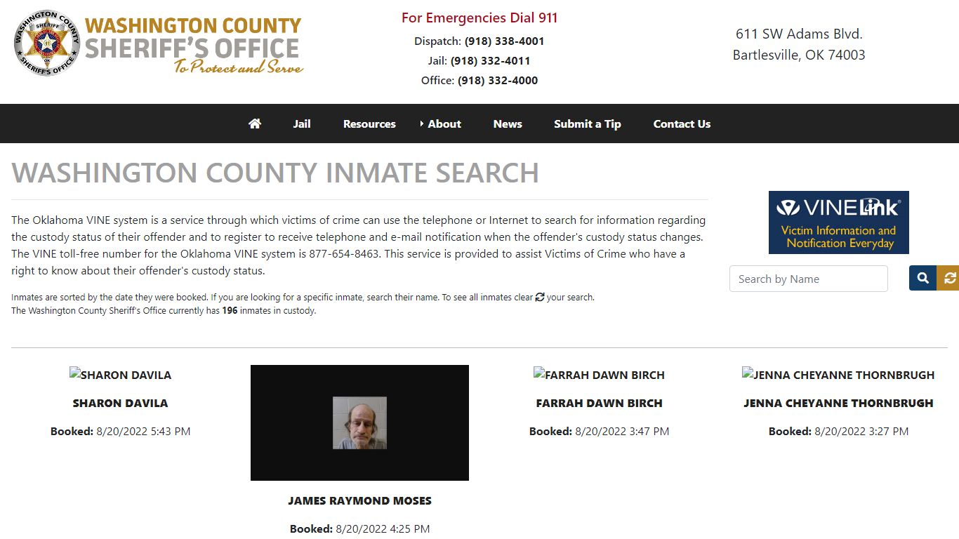 Inmate Search - Washington County Sheriff's Office